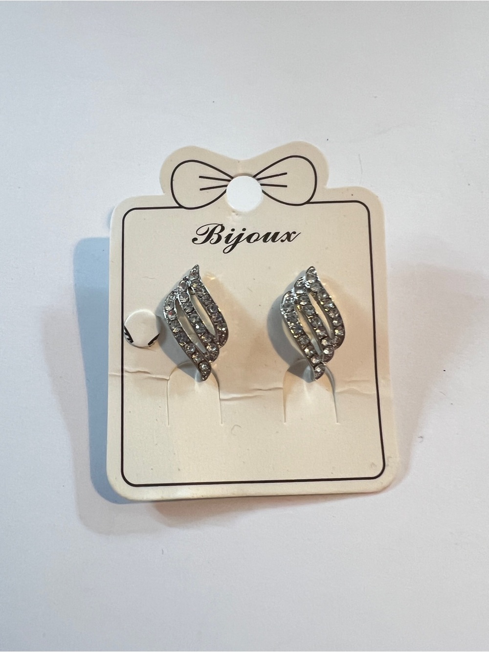 Bijoux Silver Tone Triple Wave Crystal Post Earrings